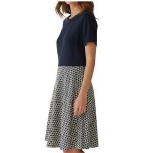 J. McLaughlin Navy Colorblock Fit & Flare Dress Size 10